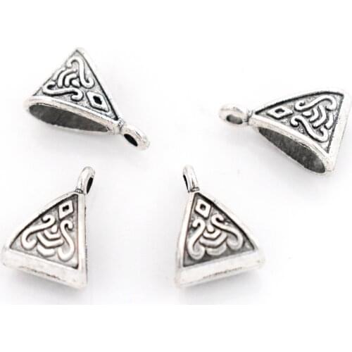 NEW 20pcs/lot Antique Silver Charms Bail Beads Pendant Clip Clasp Connectors for Bracelet Necklace Jewelry Making