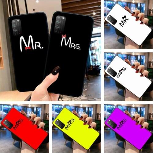Cute Bow Mr Mrs Couple Phone Case for Huawei Honor 30 20 10 9 8 8x 8c v30 Lite view 7A pro