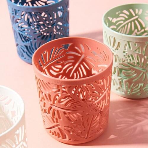 Cylinder Stationery Storage Organizer Container For Office School Supplies Nordic Hollow Flower Makeup Brush Pencil Pen Holder