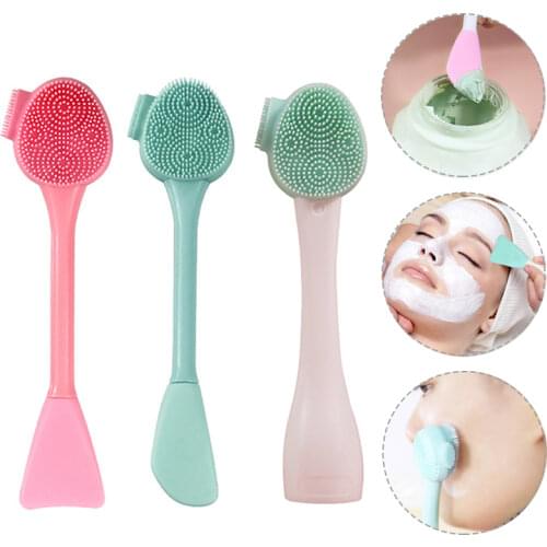 Double-head Silicone Facial Cleanser Brush Massage Cleansing Blackhead Removal Skin Care Tools Mask Brushes Makeup Remover