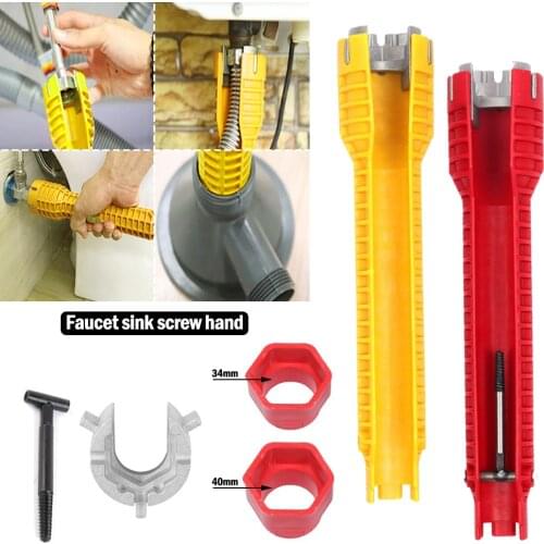 8 In 1 Flume Wrench Anti-slip Kitchen Sink Key Repair Wrench Bathroom Faucet Assembly Plumbing Installation Wrench Set