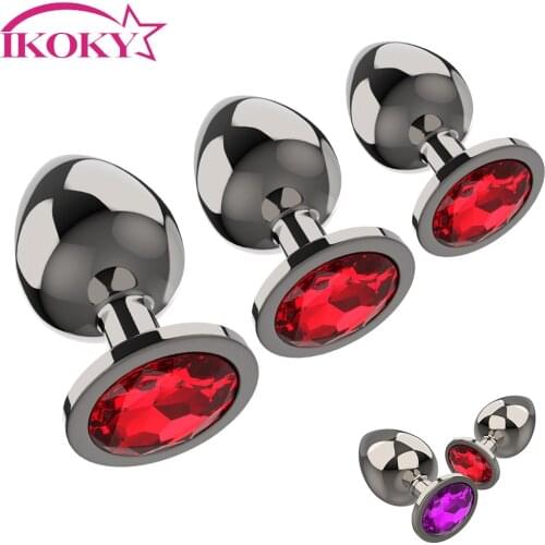 IKOKY 3pcs/Set Anal Plug 3 Size Anus Stimulator Smooth Metal Anal Sex Toys for Women Men Prostate Massager Dildo Gay Anal Beads
