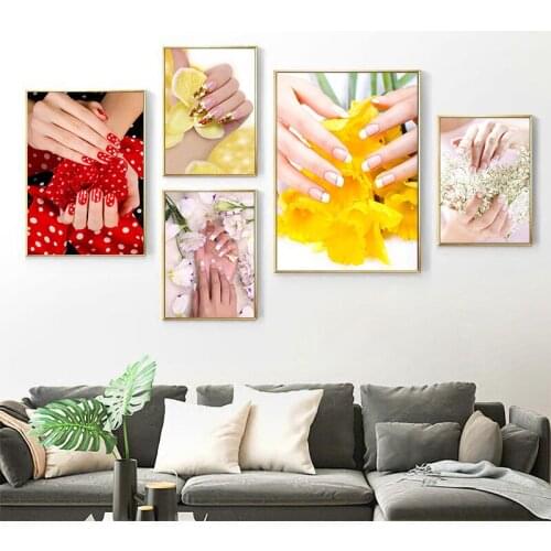 Colorful Nail Art Canvas Painting Print Manicure Make-up Poster Modern Home Decor Wall Pictures For Manicure Shop Unframed