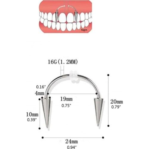 2Pcs 16g Spike Lips Hoop Rings Vampire Teeth Surgical-Steel Spiked Body Jewelry N84D