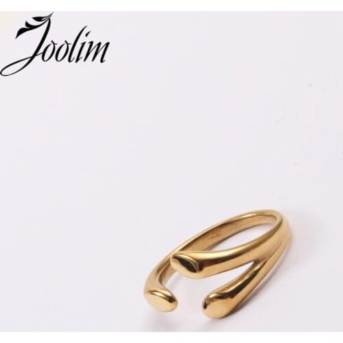 Joolim High End 18K Gold PVD Symple Cool Style Fold Wear Rings for Women Stainless Steel Jewelry Wholesale