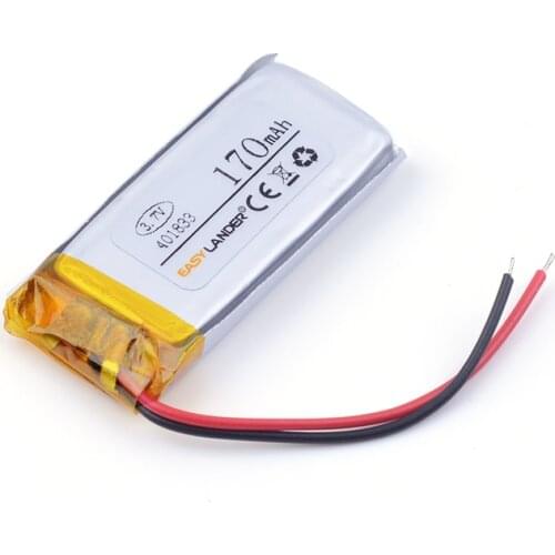 401833 3.7V 170mAh lithium ion rechargable battery For MP3 DVR PEN Bluetooth DIY audio Toys 041833 401830 401730