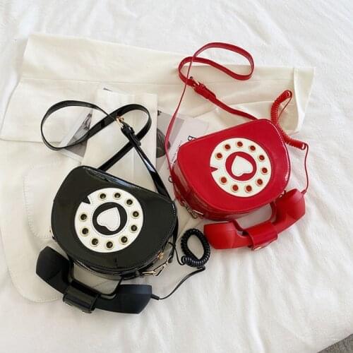 Fashion 2021 Design Women Telephone Shaped PU Leather Shoulder Crossbody Bag Handbag Satchel Purse Lady Girl 7 Color