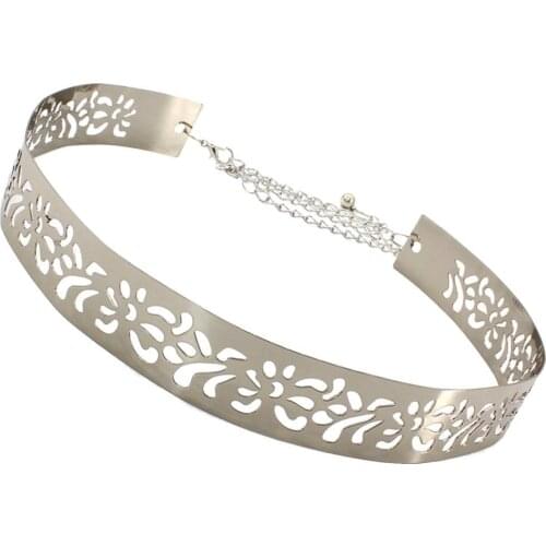 Fashion Women Party Hollow Metal Wide Waistband Belt Waist Chain for Dress Coat