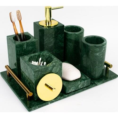 Marbles Bathroom Hardware Set Bath Toiletries Soap Dispenser Soap Dish Toothbrush Holder/Rack Gargle Cup Tissue Box Wedding Gift