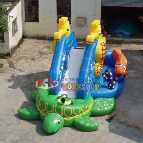 Cheap Small Backyard 0.55mm PVC turtle inflatable slide