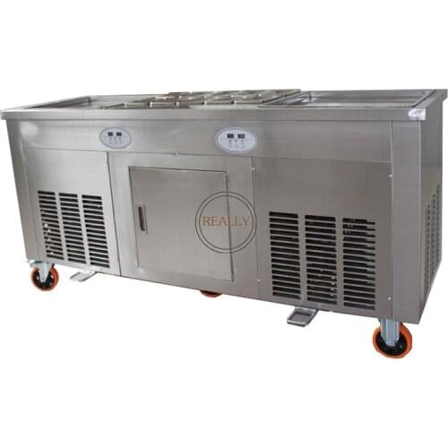 New Lntelligent Fried Ice Cream Machine Double Pan Compressor Rolling Fried Ice Cream Roll Machine