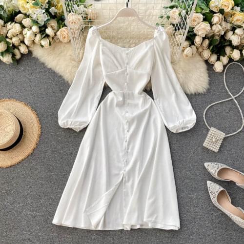 New Women Elegant Dress Spring Autumn Long Sleeve Sexy V Neck Party Dresses Ladies Slim High Waist Korean Dress Vestidos