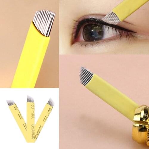 Eyeliner Microblading Eyebrow Tattoo Needles 2 Row 23 Pins Permanent Makeup Manual Blades Shading 23Pins For Tobori Pen