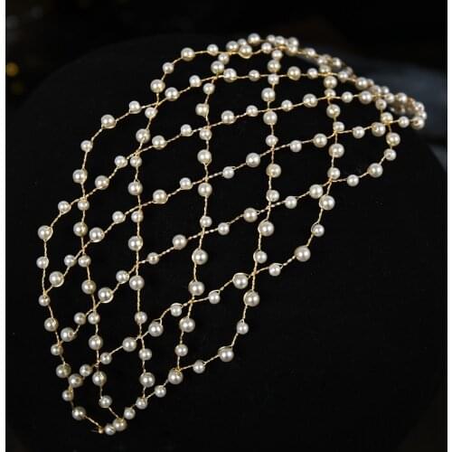 Pearl Hair Tiara Hairband Wedding Accessories For Bride Decoration For Hair Pearl Headband