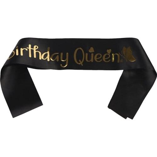Birthday Queen Satin Ribbon Sash 20th 21st 30th 40th 50th Birthday Sash For Women Girl Happy Birthday Party Decorations Supplies