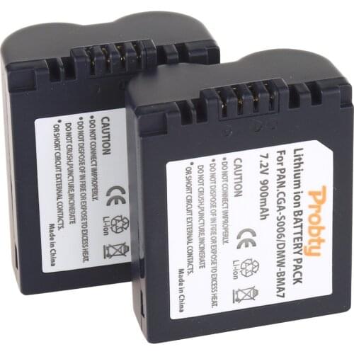 Probty 2pcs CGA-S006 CGAS006 DMW-BMA7 Li-ion Battery for Panasonic DMC FZ18 FZ28 FZ30 FZ35 FZ38 FZ50 FZ7 FZ8