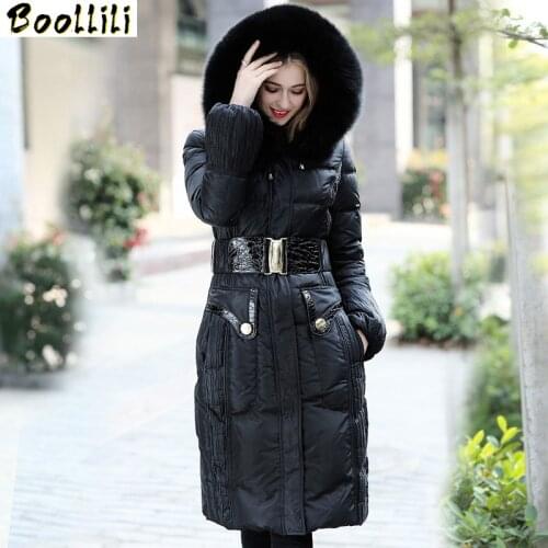 Long Winter Duck Down Jacket Women Hooded Warm Puffer Jacket Real Fox Fur Collar High Quality Korean Womens Jackets 2020