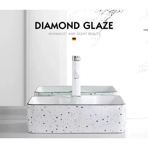 AQJ Luxury China The Modern Square Stage Basin to Household Lavabo Single Toilet Lavatory Ceramic Face Basin Small Balcony