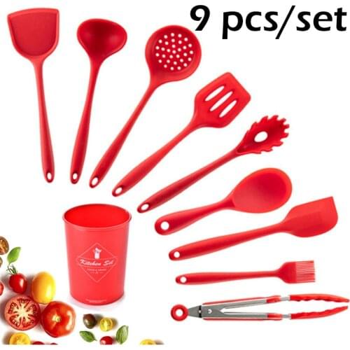 Silicone Kitchenware Cooking Tool Non-Stick Soup Spoon Spatula Brush Spatula Pasta Cooking Utensils Pan Shovel Spoon Set