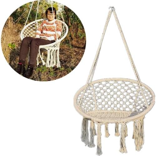 150 KG Nordic Cotton Rope Hammock Hanging Chair Handmade Knitted Indoor Outdoor Kids Swing Bed Chairs