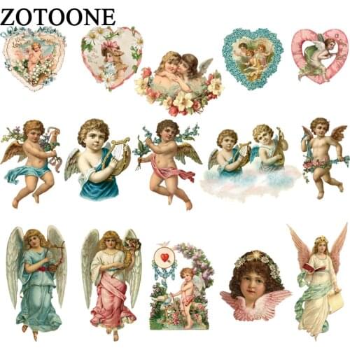ZOTOONE Angel Love Flower Patch Iron On Transfers For Clothing Letters Wings Patches For Children Clothing DIY Heat Press E