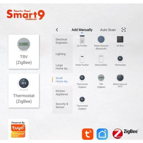 Smart9 ZigBee Radiator Thermostat Working with TuYa ZigBee Hub, TRV with Battery Powered, Remote Control by Smart Life App