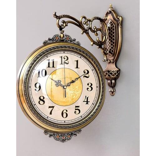 Silent Vintage Double Sided Wall Clock Modern Design Minimalist Decor Wall Clock Metal Kitchen Watch Orologio Da Parete Clocks