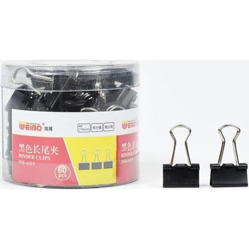 6315Metal Binder Clips Black Clips 60Pcs Home Office Books File Paper Clip Food Clips Strong clamping force Easy classification