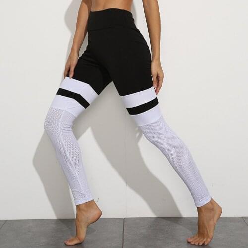 Women High Waist Workout Yoga Legging Mesh Splicing Fitness Yoga Pants For Women Training Sweat Pants Women Leggins Mujer