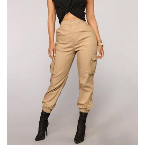 Women Sweatpants Solid Color High Waisted Cargo Pants Women Streetwear Trousers