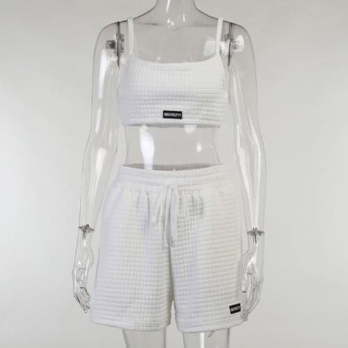 Cropped Tank Top Shorts Two Piece Set Women Sleeveless Backless Lace Up Suits Female 2021 Summer Casual Lady Sportswear Sets