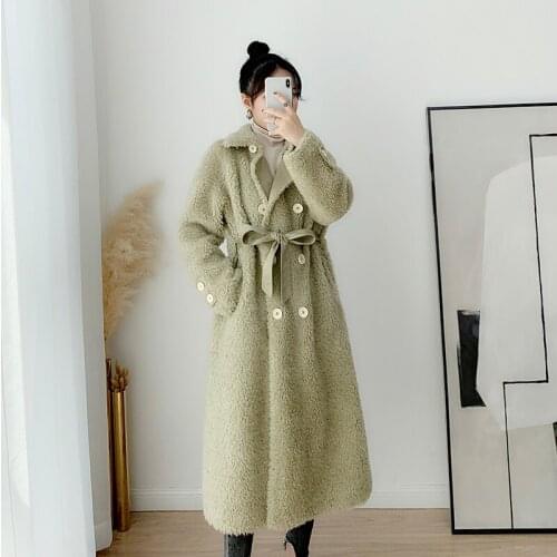 Shearling Sheep Real Fur Coat Winter Coat Women Clothes 2020 Wool Coat Female Korean Long Jacket Manteau Femme MY4450