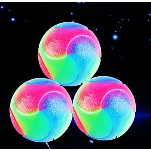 Pet Chew Toy Glowing Elastic Ball Rubber Bite Ball LED Flashing Interactive Pet Toy Durable Bite Resistant Dog Molar Ball