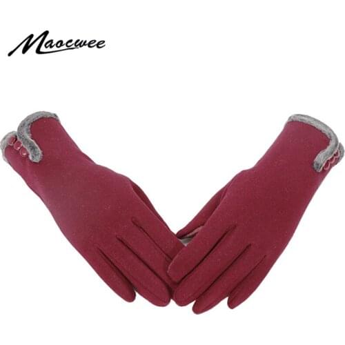 Winter Warm Woman Gloves Outdoor Bicycle Plushing Thickening Gloves For Girls Windproof Driving Full Finger Touch Screen Gloves