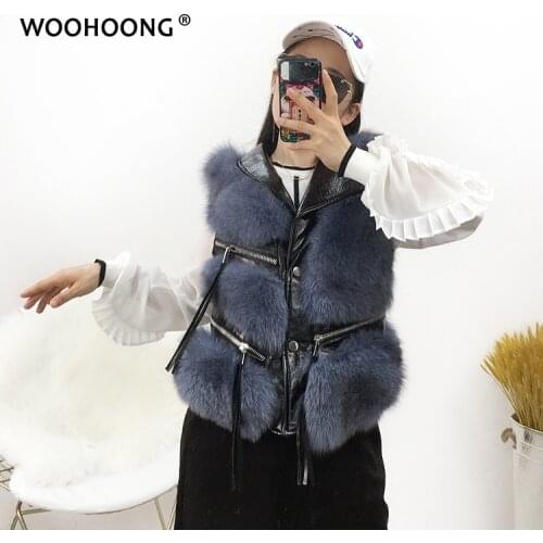 Winter New Natural Fox Fur Coat Short Slim Section Real Fox Fur Vest Women Short Fashion Luxury Female Leather Jacket Zipper