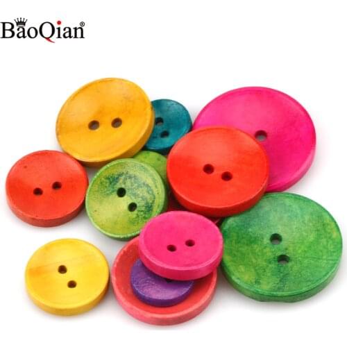 10-50PCS Multi Sizes Round Buttons Mixed 2-Holes Wooden Buttons For Crafts Clothing Scrapbooking DIY Sewing Accessories