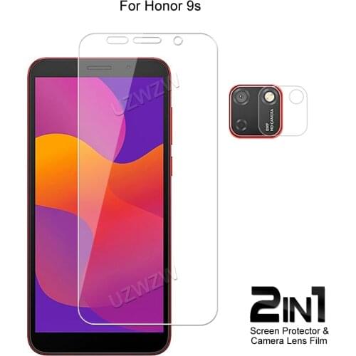 2 in 1 For Honor 9s Camera Lens Film & Screen Protector Guard Protective HD Tempered Glass Explosion Proof Anti-Shock