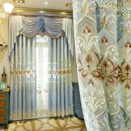 2021 New European Style Luxury Embroidered Curtains for Living Room Bedroom Balcony Blackout Curtains Customization