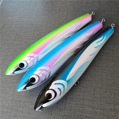 3PCS Saltwater GT Big Game Wood Bait 22cm 120g Trolling Lure Deep Sea Pencil Boat Fishing Artificial Bait fishing lure