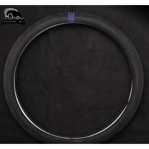 38CM Suede Leather Car Steering Wheel Cover for BMW E90 F01 F06 F10 F15 F16 F20 F21 F25 F26 F30 F32 F82 Triangle Hollow pattern
