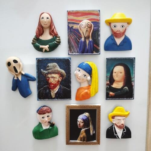 3D Refrigerator Magnets Sticker Resin Van Gogh Scream Mona Lisa Home Decoration Resin Craft Souvenir