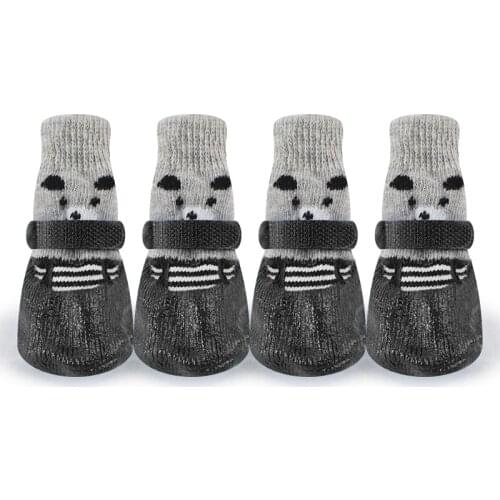 4pcs Pet Cat Dog Waterproof Nonslip Socks Shoes Boots with Rubber Sole for Hardwood Floor Indoor Wear Comfort Design for Puppies