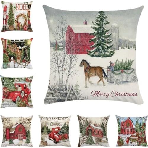 45x45cm Hand red Truck Christmas Tree super soft polyester Cushion Cover and Sofa Pillow Case Home Decorative Pillow Cover