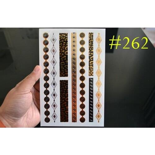 5pcs/lot New Design Metallic gold Flash Tattoo Stencils For Painting Fake Tattoo Sticker