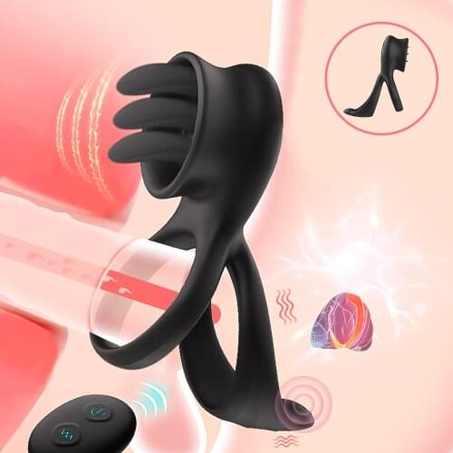 7 Frequency Dual Vibrating Cock Ring Dick Penis Ring Cockring Adult Sex Toys For Men Cunnilingus back court massager Stimulator