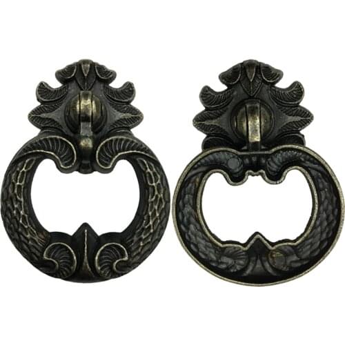 8pcs Antique Bronze Handles for Drawer Wooden Jewelry Box Furniture Hardware Knobs cupboard Closet Drawer Pulls Ring