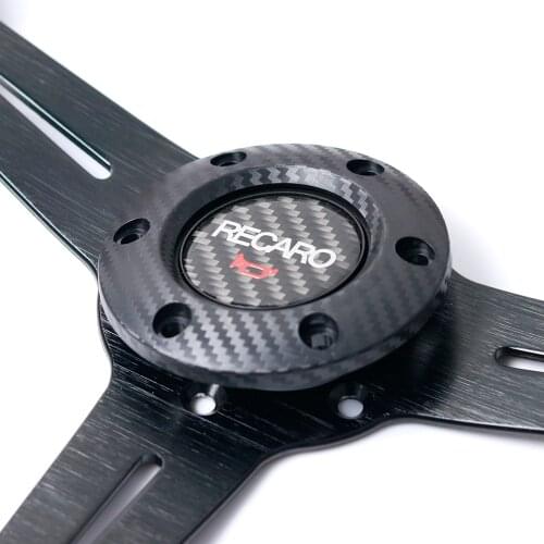 Car Styling Carbon Fiber RECARO RALLIART Racing Car Steering Wheel Horn Button