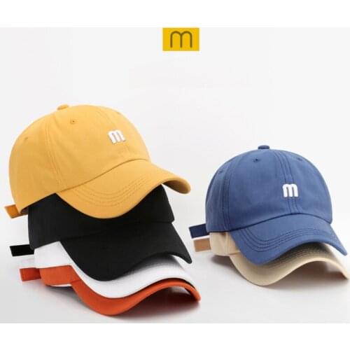 M Letter Embroidered Baseball Cap Men Women Curved Brim Cotton Soft Top Sunshade Hat Fashion Simple Candy Color Caps Sport Hats