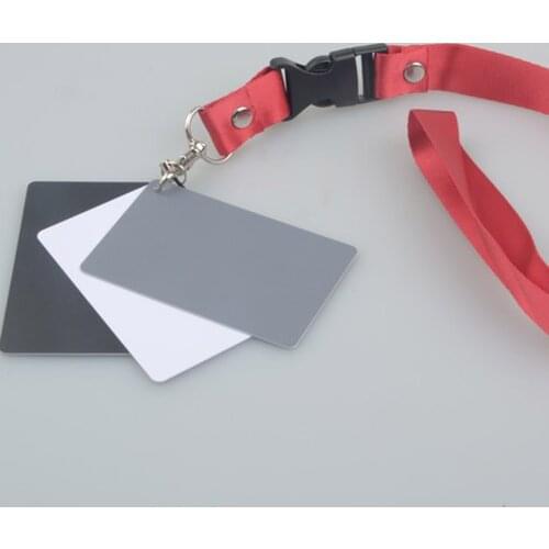 Andoer 3 in 1 Digital White Black Grey Balance Cards 18% Gray Card Pocket-Size for Digital Photography with Neck Strap