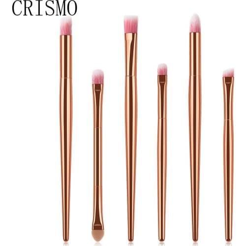 CRISMO 6PCS Rose Gold Professional Makeup Brushes Synthetic Hair Eye Shadow Brow Blending Smoky Makeup Brush Set